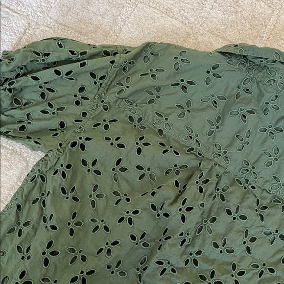 J. Crew Olive Eyelet Spring Garden Top Button Down Shirt - Picture 9 of 9